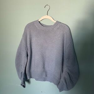 Elie Tahari size L powder blue knit sweater puffed sleeve